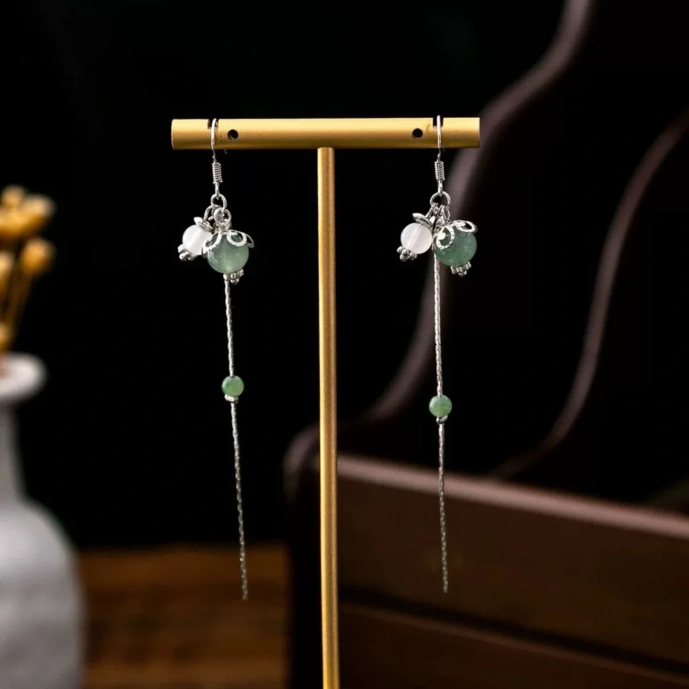 4/$15 Jade Stone Beads Dangle Earrings